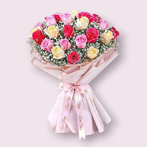 Romantic Mixed Rose Bouquet: The Serenade of Love