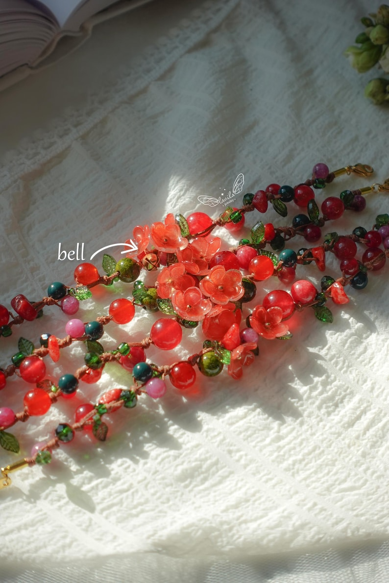 Crimson Chime Bracelet, Shrink Plastic and Brass, Gift For Her