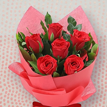 "Classic Affection" Dozen Red Rose Bouquet (6-Stem)