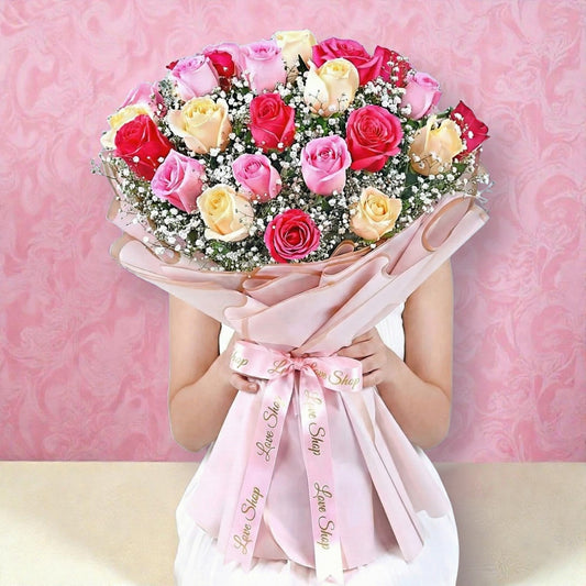 Romantic Mixed Rose Bouquet: The Serenade of Love