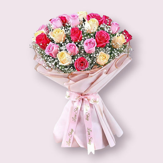 Romantic Mixed Rose Bouquet: The Serenade of Love