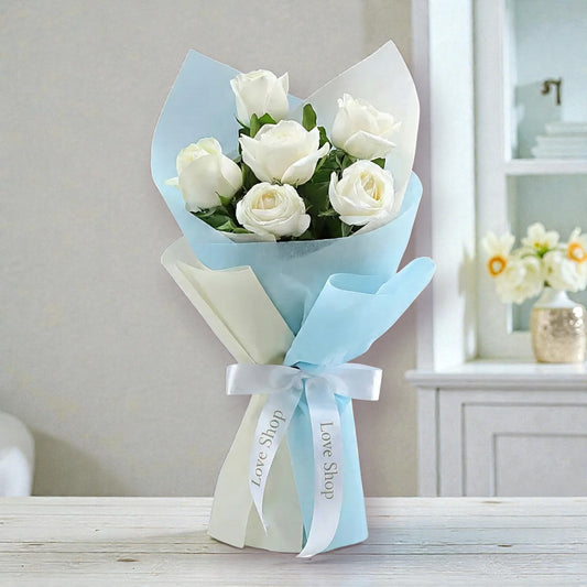 "Pure Serenity" White Rose Bouquet