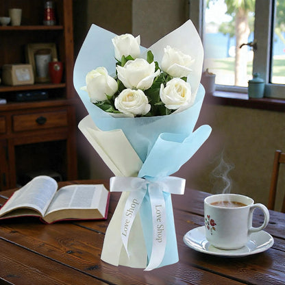 "Pure Serenity" White Rose Bouquet