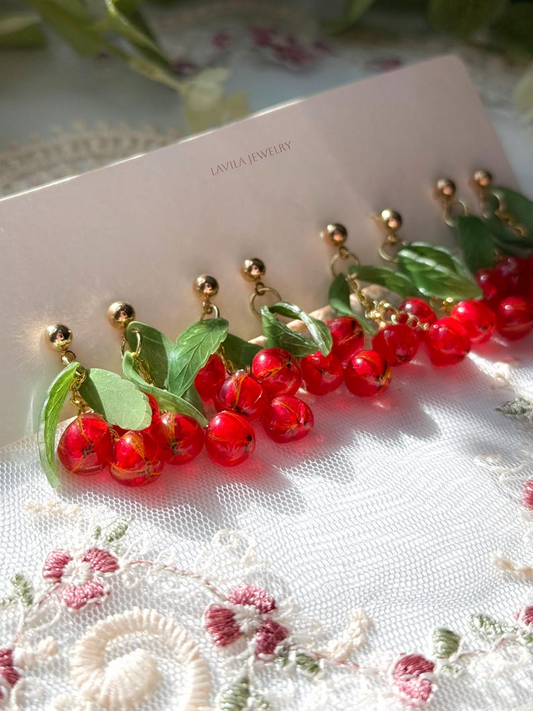 Autumn Rowan Hairpin And Earrings, Wooden Hairpin, Hypoallergenic Steel Earrings, Shrink Plastic