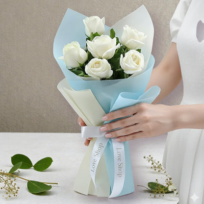 "Pure Serenity" White Rose Bouquet